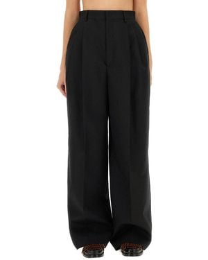 Moschino Tailored Wide-Leg Pants With Pleated Front - Black