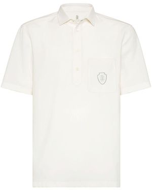 Brunello Cucinelli Logo Wool Polo Shirt - White