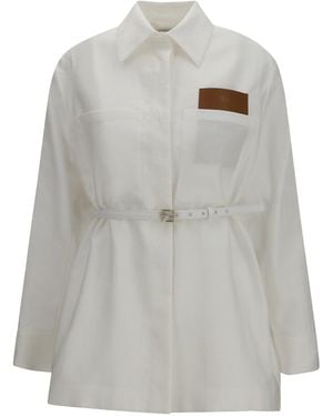 Fendi Jacket Belted Linen-Cotton - Gray