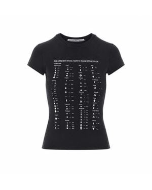 Alexander Wang Crystal Hotfix Graphic Fitted T-Shirt With Logo - Black