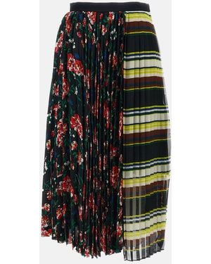 Sacai Pattern Mix Pleated Skirt - Black