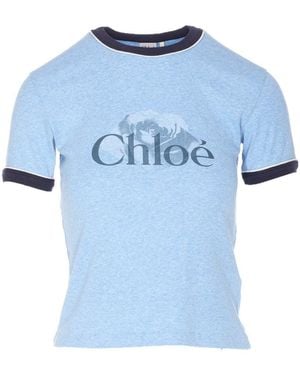 Chloé Baby Fit T-Shirt With Logo - Blue
