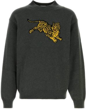 KENZO Khaki Wool Blend Sweater - Gray