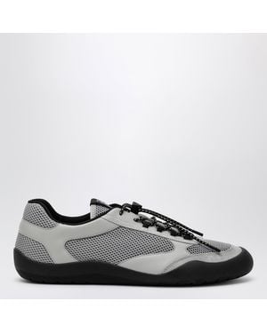 Prada Speedrock Sneakers In Leather And Mesh Fabric - Gray