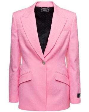 Versace Allover Jacquard Single-Breasted Jacket - Pink
