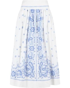 Self-Portrait Self Portrait Embroidered Midi Skirt - Blue