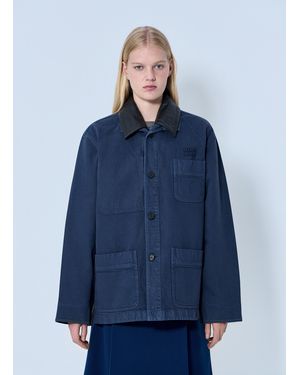 Miu Miu Single-Breasted Garment-Dyed Gabardine Jacket - Blue