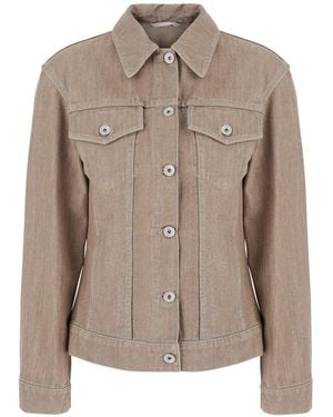 Brunello Cucinelli Jacket With Classic Collar And Two Flap Pockets On The Front - Brown