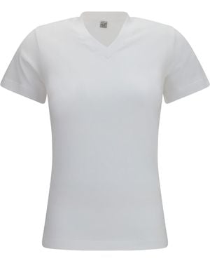 TOTEME V-Neck Cotton Jersey T-Shirt - Gray