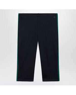 Gucci Ribbed Cotton Jersey Pants With Web, Japan - Blue
