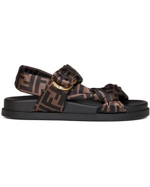 Fendi Ff Satin Feel Sandals - White