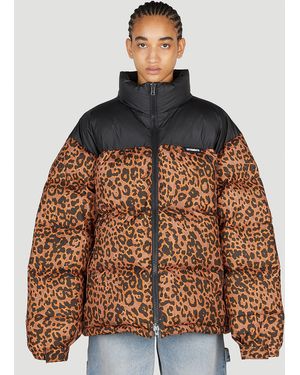 Vetements Leopard Print Puffer Jacket - Brown