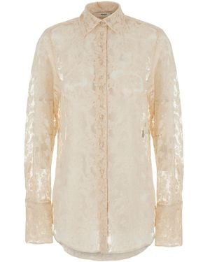 Fendi Camicia Allover Peonia - White