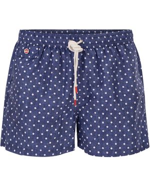 Kiton Short Patterned Swim Boxers - Blue