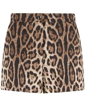 Dolce & Gabbana Dolce & Gabbana Leopard Print Cotton Shorts - Brown