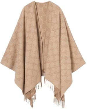 Gucci Cashmere Cape Gg - Natural
