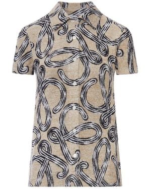 Loewe X Paula's Ibiza Terry Cloth Shirt With All-Over Anagram Jacquard - Gray