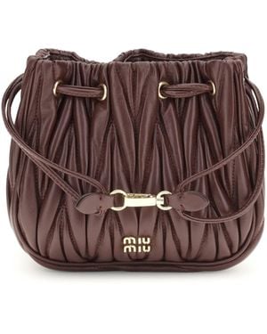 Miu Miu Matelassã Nappa Leather Pouch - Brown