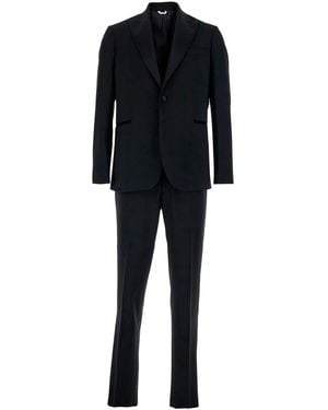 Le Plain Single-Breasted Suit With Peak Revers - Black