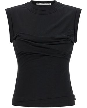 Alexander Wang 'Twisted Bust Layered Tank' Top - Black