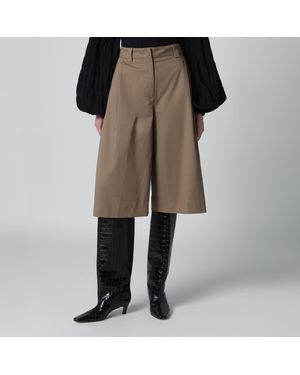 Thelatest Cognac Cotton Dakota Bermuda Shorts - Natural
