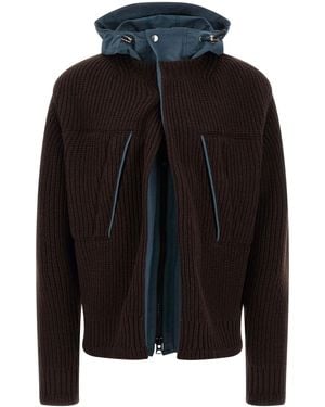 Sacai Cardigan With Nylon Inserts - Black
