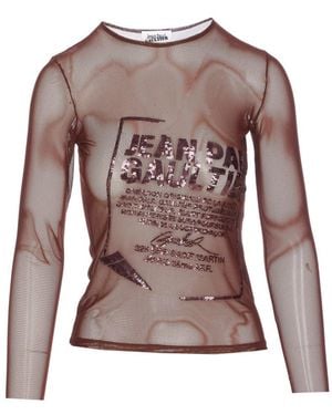 Jean Paul Gaultier Embroidered Long Sleeves Top - Brown