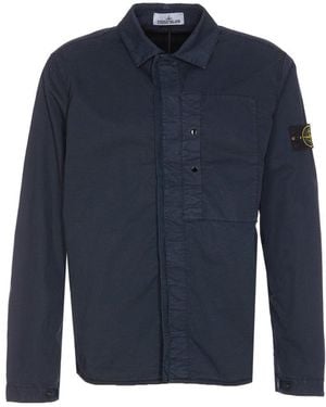 Stone Island Logo Stretch Overshirt - Blue