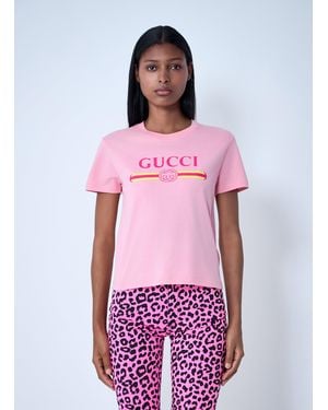 Gucci Logo Motif T-Shirt - Red