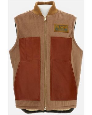 Junya Watanabe Plaid-Back Vest With Ribbed Collar And Flannel Lining - Brown