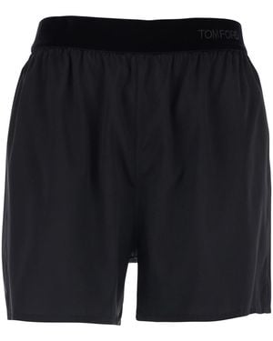Tom Ford Shorts With Elastic Waist With Logo Lettering - Black