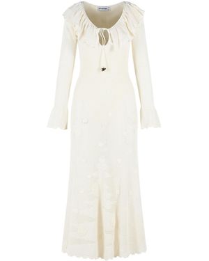 Self-Portrait Self Portrait 'Floral Crochet' Midi Dress - White