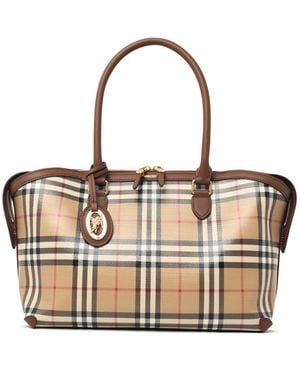 Burberry Small 'Tote Vintage' Cotton Zippered Bag - White