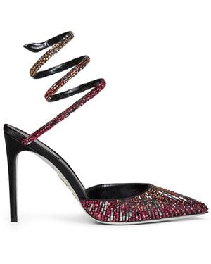 Rene Caovilla Swarovski Crystal-Embellished Satin 105 Slingback Pumps - White