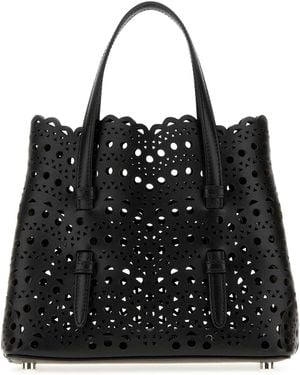 Alaïa Leather Mina 20 Handbag - Black