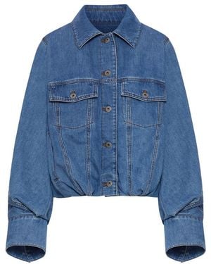 Loewe Cropped Denim Jacket With Wide Sleeves - Blue