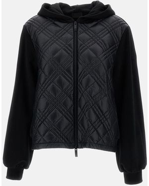 Moncler Quilted Front Hooded Sweatshirt - Black