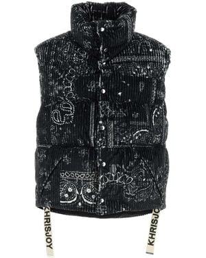 Khrisjoy Printed Corduroy Oversize Sleeveless Down Jacket - Black
