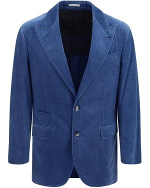 Brunello Cucinelli Denim-Effect Tailored Blazer - Blue