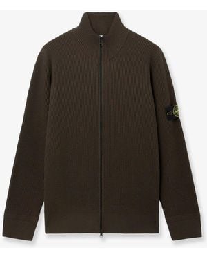 Stone Island Virgin Wool Cardigan - Green