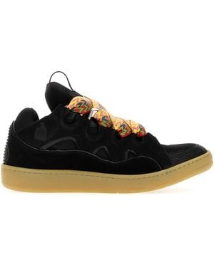 Lanvin Leather And Fabric Curb Sneakers - Black