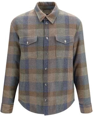 Etro Wool And Cashmere Check Shirt - Gray