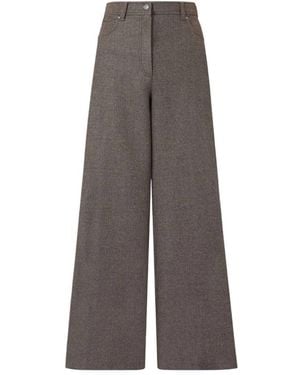 Max Mara Wide-Leg Felted Wool Pants - Gray