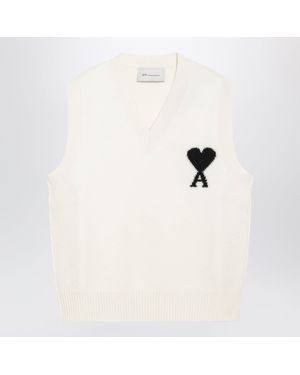 Ami Paris Ami De Coeur Wool Vest - White