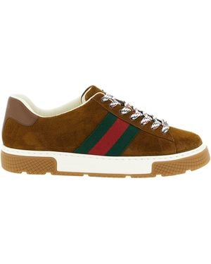 Gucci Lace Up Sneakers - Brown