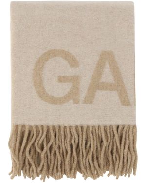 Ganni Fringed Wool Scarf - White