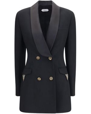 Versace Wool Double Breasted Blazer - Black