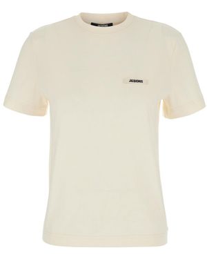 Jacquemus 'Le T-Shirt Gros Grain' Crewneck T-Shirt With Logo Patch On The Front - White