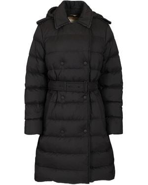 Burberry Belted Quilted Long Coat - Black