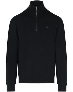 Burberry Cashmere Blend Funnel Neck Sweater - Black